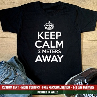 เสื้อยืดลําลอง ผ้าฝ้าย แขนสั้น พิมพ์ลาย Keep Calm 2 เมตร เหมาะกับของขวัญ สําหรับผู้ชาย