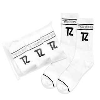 TZ worldwide TZ CREW SOCKS WHITE (3 PACK) (3 คู่)