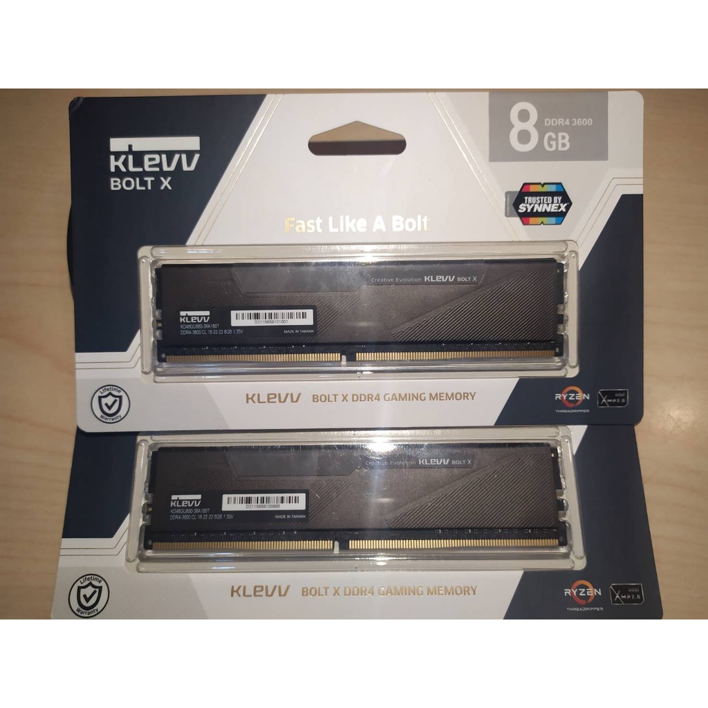 RAM PC (แรมพีซี) DDR4 3600MHz  CL18 - 22 - 22  8GB 1.35V (8GBx1)  KLEVV BOLT X (KD48GU880-36A180T)