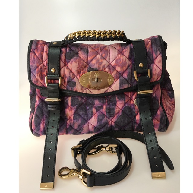Used Mulberry Alexa satchel quilted printed denim regular size