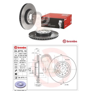 09 9772 11 จานเบรค ล้อ F (ยี่ห้อ BREMBO) รุ่น HC AUDI Q3 2.0 TFSI, TT 2.0 TFSI ปี2006-&gt;