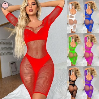 Sexy Women Bodycon Mini Dress Fishnet See Through Babysuit Nightwear Clubwear