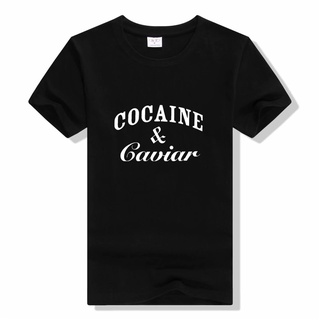 เสื้อยืดผ้าฝ้ายพรีเมี่ยม Cocaine&amp;caviar เสื้อยืดแขนสั้น คอกลม เข้ากับทุกการแต่งกาย สไตล์ฮาราจูกุ แฟชั่นฤดูร้อน สําหรับผู