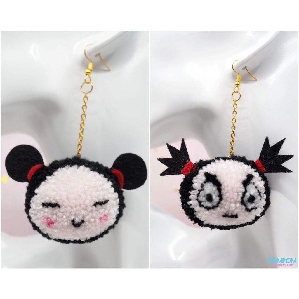 ต่างหู Pucca ทําด้วยมือ & Garu - พวงกุญแจ Pompom