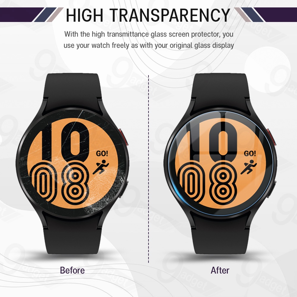 9Gadget - ฟิล์มกระจก Samsung Galaxy Watch 5 44mm. ฟิล์มกันรอย กระจกนิรภัย ฟิล์มเต็มจอ กันรอย เคส - Premium 2.5D Curved Tempered Glass Protector Case