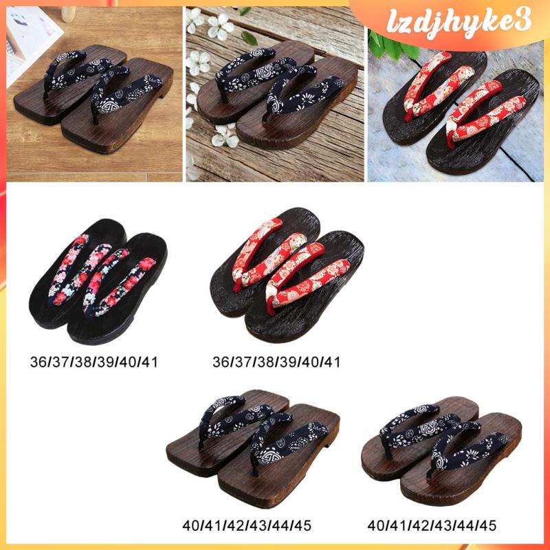 [lzdjhyke3] รองเท้าแตะ Geta ไม้อุดตัน ทรงสี่เหลี่ยม สีฟ้า สไตล์ญี่ปุ่น สําหรับผู้ชาย และผู้หญิง 40