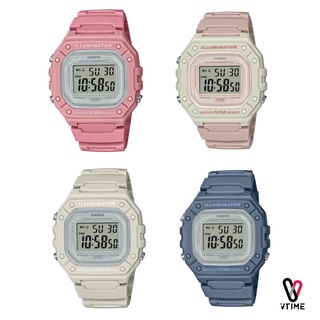 CASIO นาฬิกาข้อมือสายเรซินสีหวาน รุ่น W-218HC