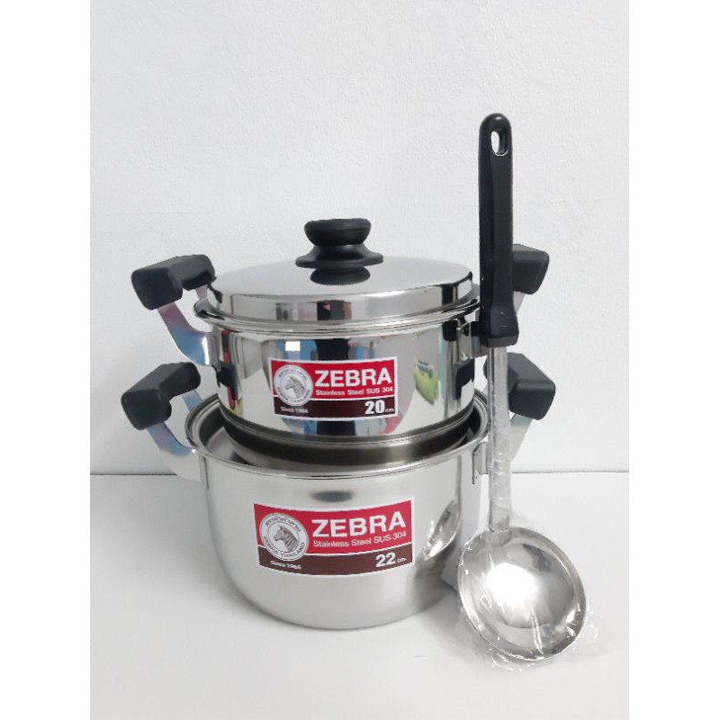 Zebra ชุดหม้อหุงต้ม Carry 5 ชิ้น ตราหัวม้าลาย รุ่นหนา