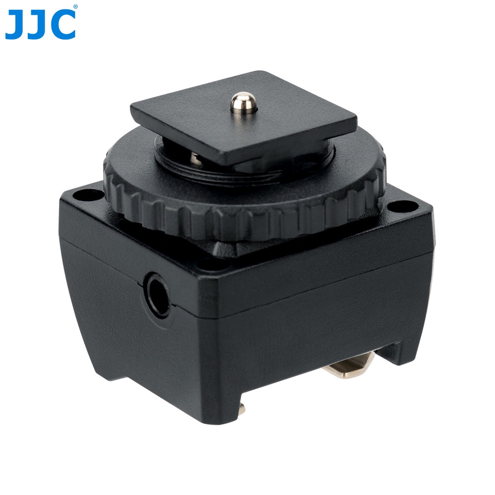 JJC JSC-8 อะแดปเตอร์ รองเท้าร้อน Hot Shoe ของกล้องอเนกประสงค์พร้อมพอร์ตเชื่อมต่อซิงค์ 3.5 มม. และ PC สำหรับกล้องที่ไม่มีขั้วต่อ Strobe ภายนอกไปยังแฟลชซิงโครทริกเกอร์, แสงขาวดำนอกกล้อง, ระบบ Strobe ของสตูดิโอ