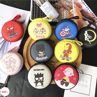 เคสหูฟังป้องกัน Marvel Bat Man การ์ตูนน่ารักมินิซิปกระเป๋าเก็บหูฟังสำหรับจัดระเบียบคีย์ชุดหูฟังและกระเป๋าใส่เหรียญสาย USB Earphone Bag
