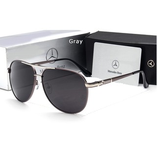 Polarized แว่นกันแดด แฟชั่น รุ่น Mercedes Benz MB 742 C-3 สีเทาตัดเงินเลนส์ดำ แว่นตา ทรงสปอร์ต วัสดุ Stainless