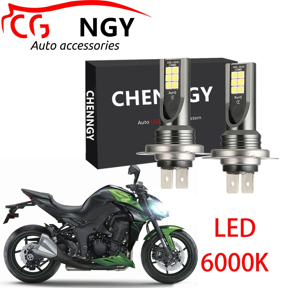 สําหรับ Kawasaki Z1000 2003-2013 KLR650 2008-2017 (โคมไฟหัว) - หลอดไฟหน้า LED 12-24V 6000K สีขาว (1 