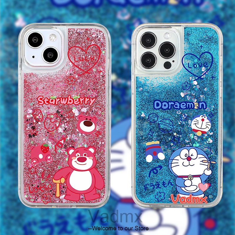 เคสโทรศัพท์มือถือ แบบนิ่ม ลายการ์ตูนโดราเอมอน มีทรายไหล สําหรับ iPhone 13 12 11 Pro Max X XR XS Max 12 13 Mini X XR XS Max 8 7 6 6s Plus SE 2020