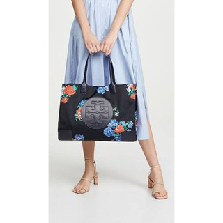 TORY BURCH ELLA PRINTED TOTE 
Color : Black Tea Rose