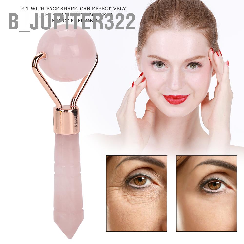 B_jupiter322 Rose Quartz Face Roller Massager Skin Tightening Lifting Anti‑Wrinkle Facial