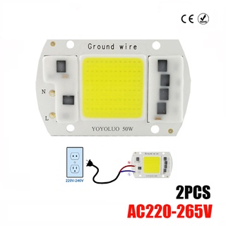 ชิปหลอดไฟ LED 220V 5W 15W 20W 30W 50W สีขาวอบอุ่น สําหรับไฟสปอตไลท์ LED DIY 2 ชิ้น