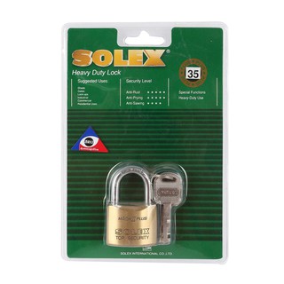 กุญแจลูกปืน SOLEX MACH2 PLUS 35 MM POLISHED BRASS SOLEX 35MM MACH 2 PLUS POLISHED BRASS PADLOCK