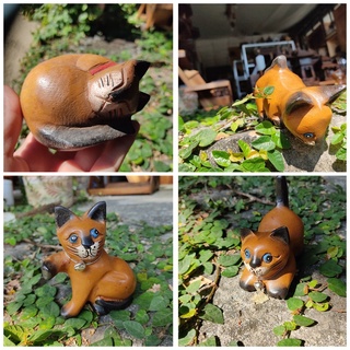 ตุ๊กตาแมว แมว ไม้แกะสลัก มี4แบบให้เลือก ตุ๊กตาไม้ โมเดลแมว cat doll wooden carved model