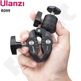 Ulanzi R099 โลหะ Super Clamp พร้อม 360 Rotation Mini Ball Head Bracket Mount 1/4" ถึง 1/4" สกรูสำหรับ Rig Monitor DSLR Motorcycle