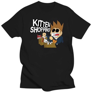 ใหม่ เสื้อยืดลําลอง ผ้าฝ้าย 100% แขนสั้น พิมพ์ลาย Eddsworld Kitten แฟชั่นสําหรับผู้ชาย สีดํา 2022S-5XL