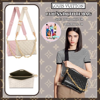 🎈หลุยส์ วิตตอง Louis Vuitton COUSSIN กระเป๋าขนาดกลาง/ใหญ่/หนังเต็ม/กระเป๋าโซ่