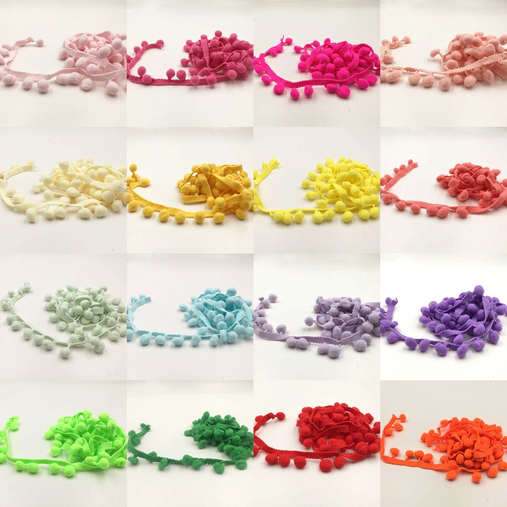 ปอมปอม เส้นตกแต่ง ริบบิ้นปอมปอม พร้อมส่ง หลายสี