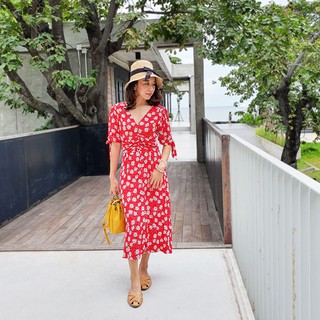 Ladyiconz-Mini Red Daisies เดรสแดง ลายดอกเดซี่