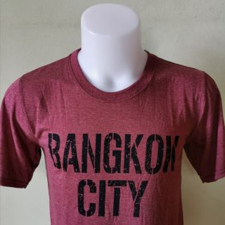 เสื้อยืดผู้ชายคอกลมมีแขน ลาย​Bangkok city สีแดง/สีน้ำตาล