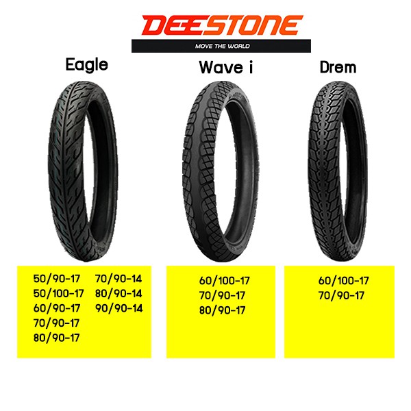ยางมอเตอร์ไซค์ขอบ14-17 ลายไฟ(มีหลายขนาด ยางใช้ยางใน)Deestone D977