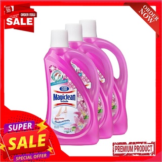 มาจิคลีน น้ำยาถูพื้น สีชมพู ขนาด 500 มล. แพ็ค 3 ขวดMagiclean Floor Cleaner Pink 500 ml x 3