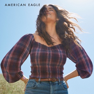 American Eagle Smocked Puff-Sleeve Blouse เสื้อ เบลาซ์ ผู้หญิง (EWSB 035-3943-669)