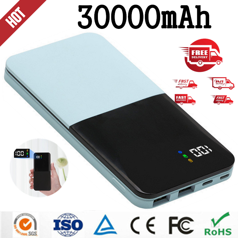 🔥ORIGINAL🔥 30000mAh Powerbank ชาร์จเร็วไฟ LED ความจุขนาดใหญ่ USB MAH Type-C กระเป๋า Powerbanks PINEN