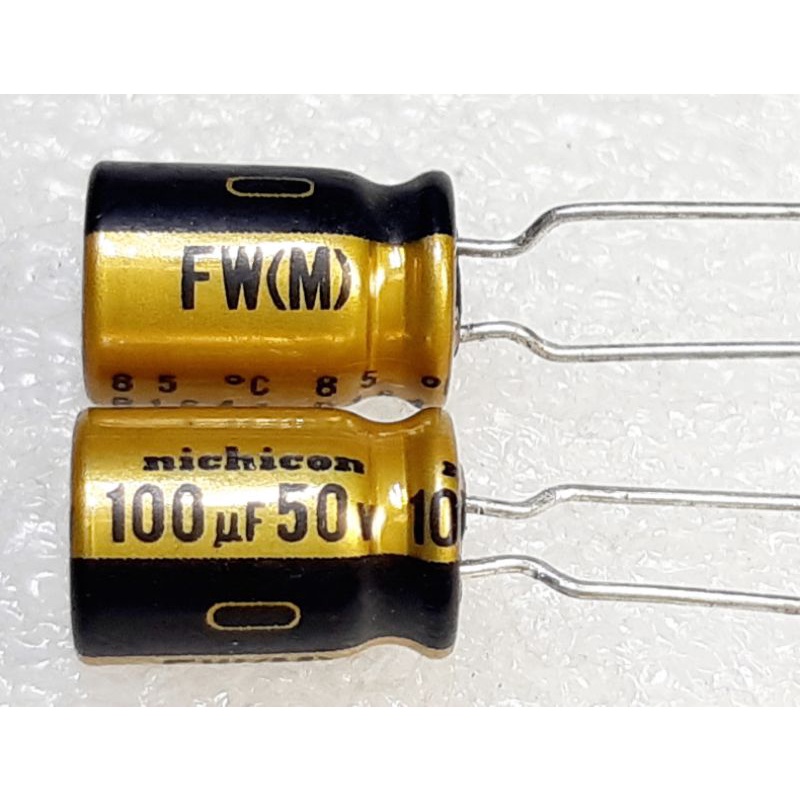 Nichicon FW 100uf 50v capacitor ตัวเก็บประจุ คาปาซิเตอร์
