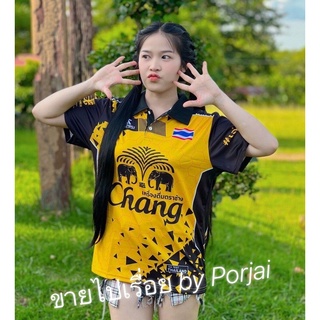 [พร้อมส่ง] เสื้อกีฬาแขนสั้น คอปก ลายทีมชาติไทย Chang Jersey สําหรับผู้ชาย และผู้หญิง