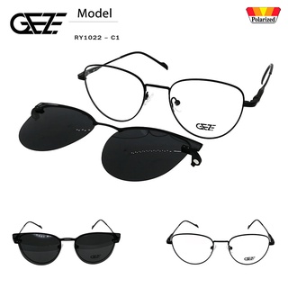 กรอบแว่นสายตาGEZE Clip-On รุ่น RY1022-C1 คลิปออนแม่เหล็ก เลนส์กันแดดPolarized