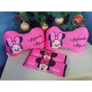 setหมอนรองคอ+ที่หุ้มเบลล์ในรถยนต์ลายมินนี่เม้าส์minniemouse