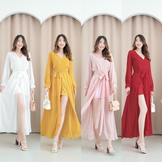 hbstation.shop เสื้อผ้าผู้หญิง Jumpsuit สีขาว เหลือง ชมพู แดง พร้อมส่ง