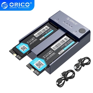 Orico Dual Bay M.2 NVME SSD Enclosure Offline Clone USB C 3.1 Gen2 10GBPS สําหรับเครื่องอ่านฮาร์ดไดรฟ์ M Key และ M/B Key NVME PCI-E SSD (M2P2-C3-C)