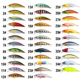 Tokushima เหยื่อตกปลาพลาสติก 3D 35 สี 5 กรัม 5 ซม. 1 ชิ้น พร้อมตะขอ 2 ชิ้น