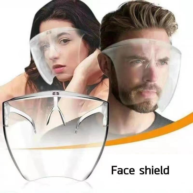 พร้อมส่ง！！ Face shield เฟสชิว หน้ากากคลุมหน้า ช่วยป้องกันละอองฝอย หน้ากากใส หน้ากากกันน้ำลาย แบบติดกับแว่น Face Sheild พ