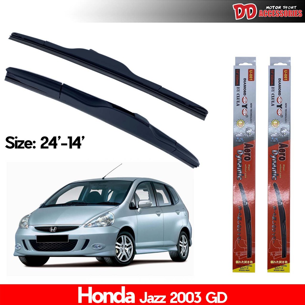 ที่ปัดน้ำฝน ใบปัดน้ำฝน ซิลิโคน ตรงรุ่น Honda Jazz 2003-2007 GD ไซส์ 24-14 ยี่ห้อ Diamond กล่องแดง