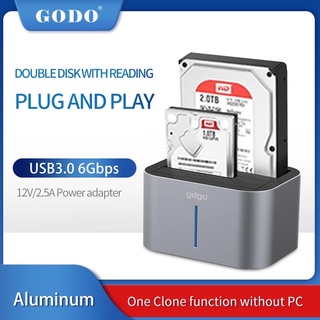 Godo Clone แท่นวางกล้องอลูมิเนียม hdd 2.5 3.5 นิ้ว hdd Dual Bay SATA เป็น USB 3.0 สําหรับ Windows Mac OS