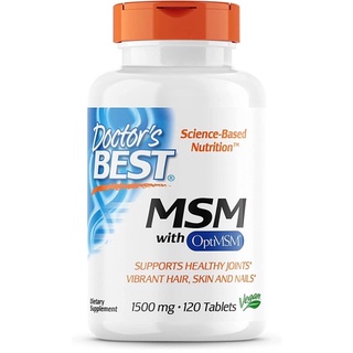 Doctors Best MSM with OptiMSM, Non-GMO, Gluten Free, Joint Support, 1500 mg, 120 Tablets