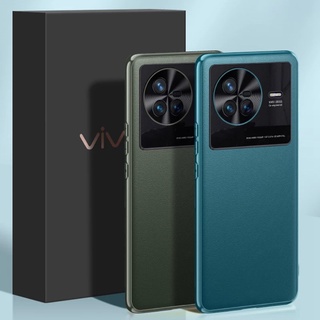 สําหรับ Vivo X80 X70 X60 Pro X Note หรูหรา กันกระแทก หนังมังสวิรัติ เนื้อนุ่ม เคสป้องกันกล้อง โลหะ