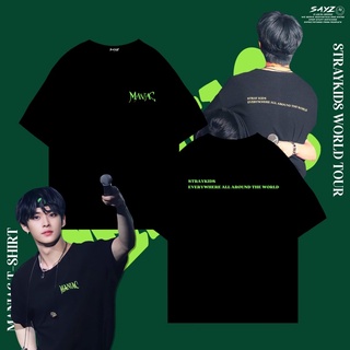 เสื้อยืดสีดำอินเทรนด์(พร้อมส่ง) เสื้อยืด World Tour Straykids | ชุด Straykids | ราศี | อัลบั้ม Straykids | โดย sayzcoS M