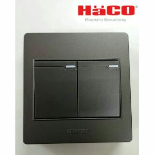 Haco สวิตซ์ทางเดียว 2 ช่อง 16 แอมป์  พร้อมกล่องหน้ากากแบบลอย รุ่น M3N-S21-CC (สีช็อคโก) มี มอก.