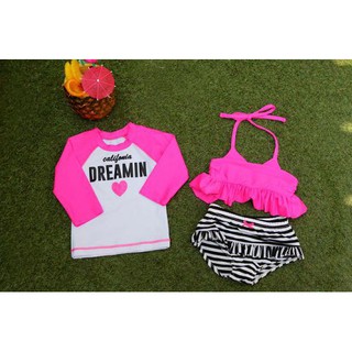 ชุดว่ายน้ำเด็ก Dreamin สีขาว เซท 3 ชิ้น แขนยาว Age 4-5 Y