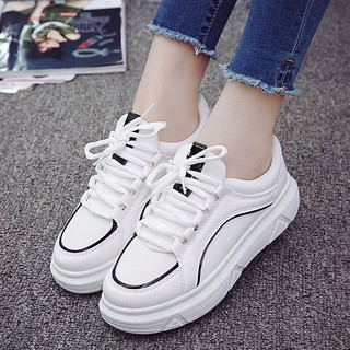 🔥HotSale🔥2020 แฟชั่นใหม่รองเท้าสีขาวนักเรียนหญิงเกาหลีรุ่นป่า ins รองเท้าผู้หญิงรองเท้าผ้าใบแบนกีฬารองเท้าเก่า