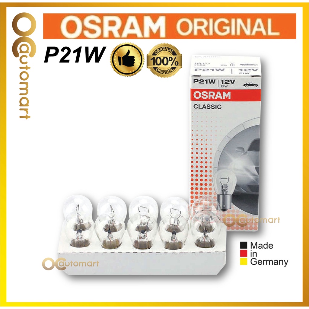 Osram P21W 12V 21W BA15s 7506 หลอด 10 ชิ้น (1141)
