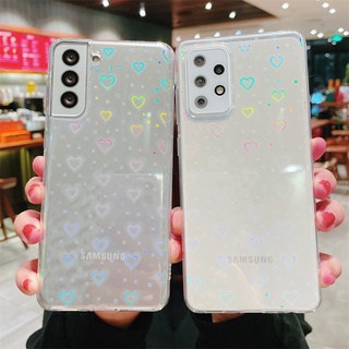 เคสโทรศัพท์มือถือแบบใส ไล่โทนสี ลายหัวใจ สําหรับ Samsung Galaxy A12 A21S A30S A31 A32 4G A50S A52S A71 A72 M12 M32 5G